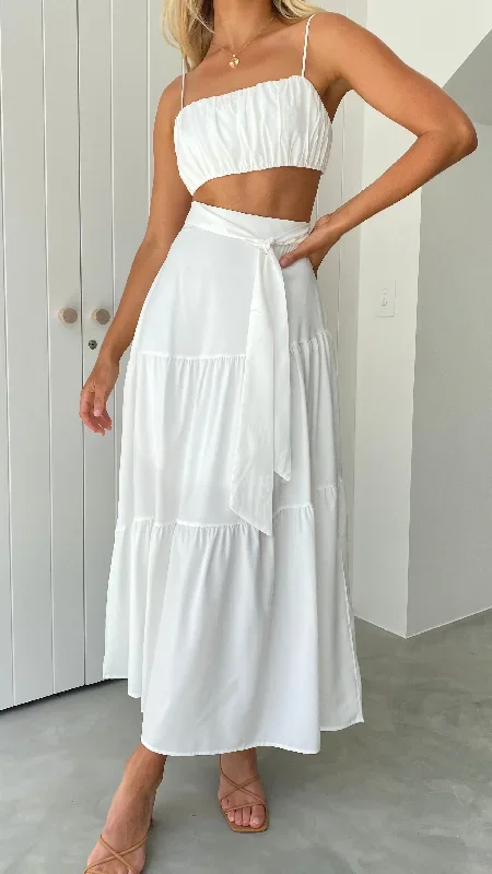 Saraya Top and Skirt Set - White