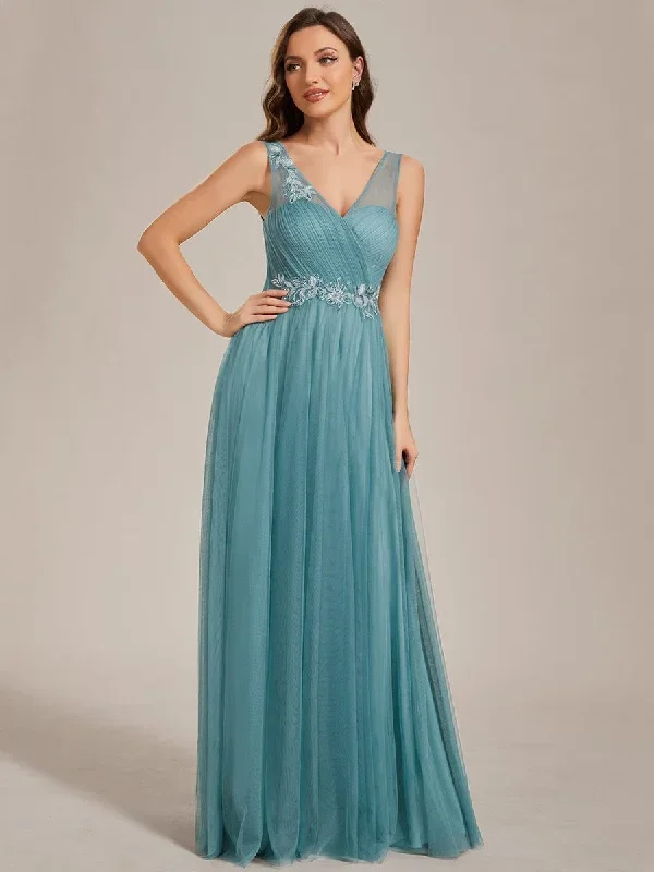 see-through-shoulder-strap-flower-decoration-tulle-bridesmaid-dress-es01916