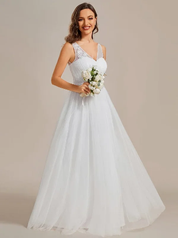 see-through-shoulder-strap-flower-decoration-tulle-bridesmaid-dress-es01916