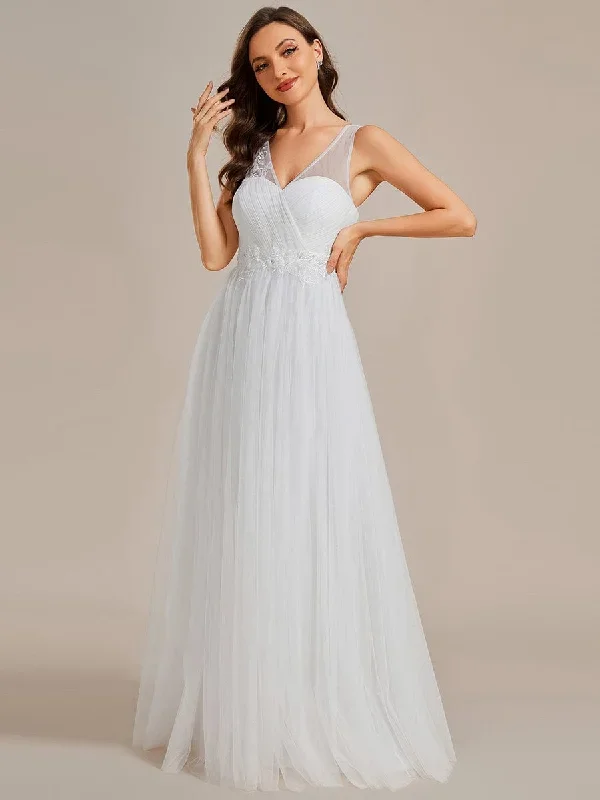 see-through-shoulder-strap-flower-decoration-tulle-bridesmaid-dress-es01916