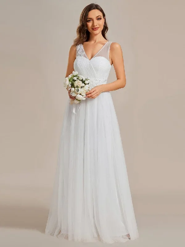 see-through-shoulder-strap-flower-decoration-tulle-bridesmaid-dress-es01916