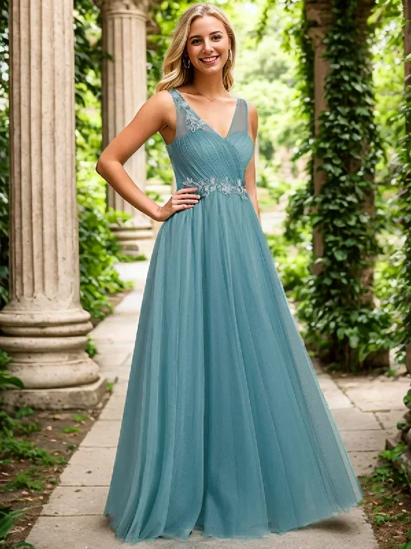 see-through-shoulder-strap-flower-decoration-tulle-bridesmaid-dress-es01916