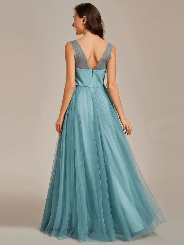 see-through-shoulder-strap-flower-decoration-tulle-bridesmaid-dress-es01916