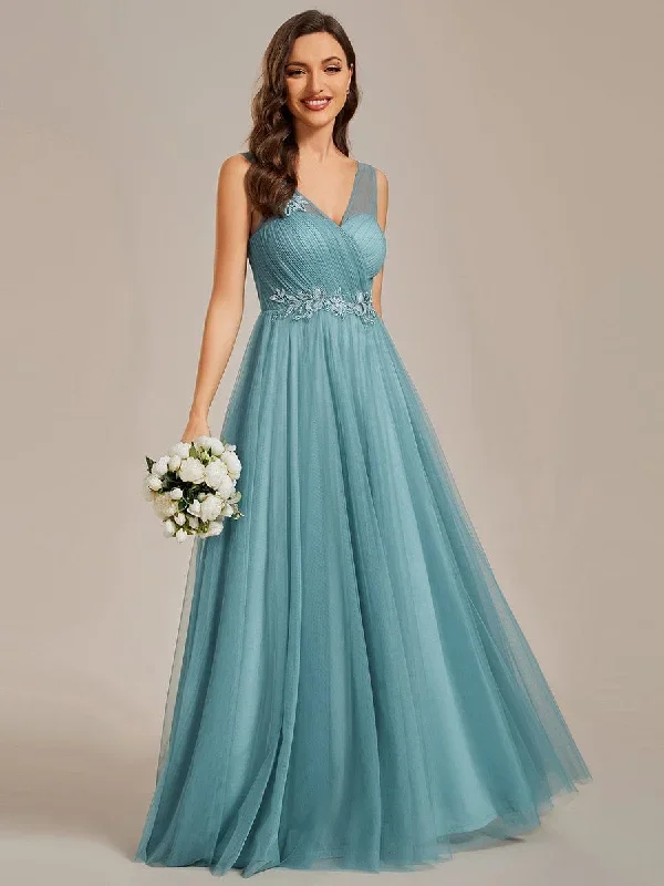 see-through-shoulder-strap-flower-decoration-tulle-bridesmaid-dress-es01916