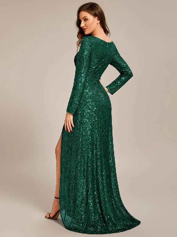 sequin-long-sleeve-v-neck-asymmetrical-hem-evening-dress-ee50146