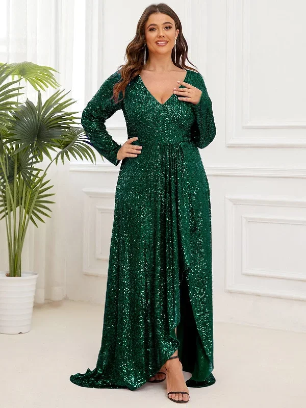 sequin-long-sleeve-v-neck-asymmetrical-hem-evening-dress-ee50146