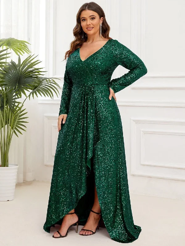 sequin-long-sleeve-v-neck-asymmetrical-hem-evening-dress-ee50146