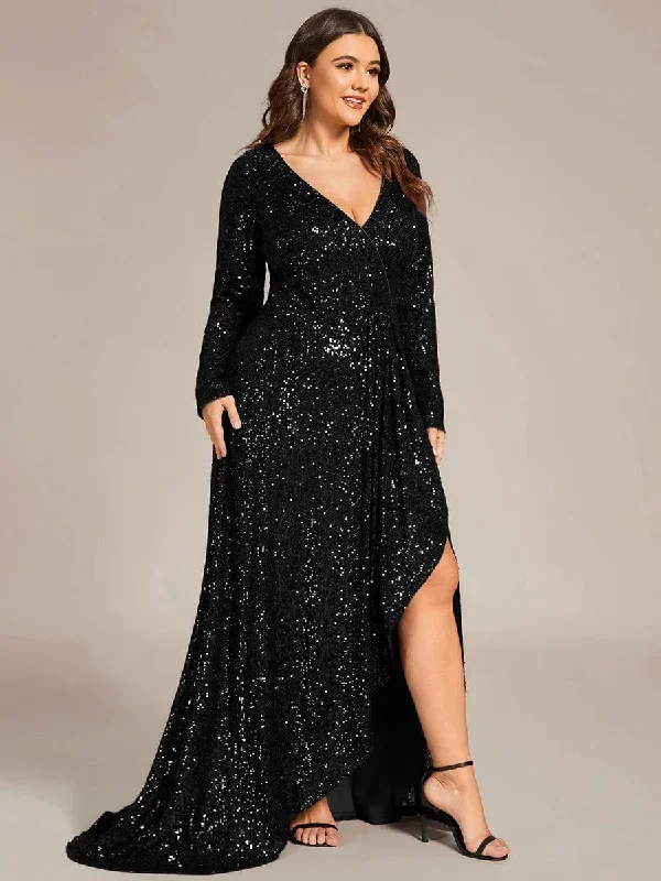 sequin-long-sleeve-v-neck-asymmetrical-hem-evening-dress-ee50146