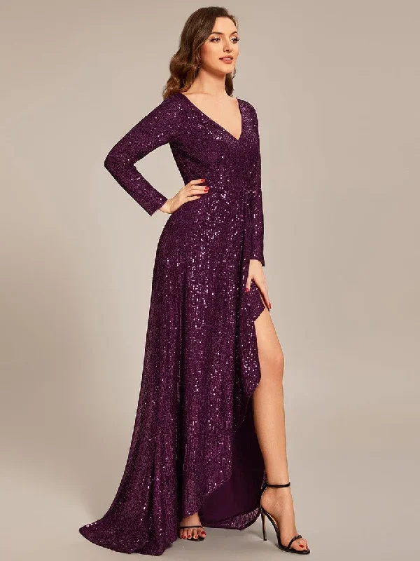 sequin-long-sleeve-v-neck-asymmetrical-hem-evening-dress-ee50146