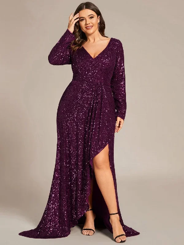 sequin-long-sleeve-v-neck-asymmetrical-hem-evening-dress-ee50146