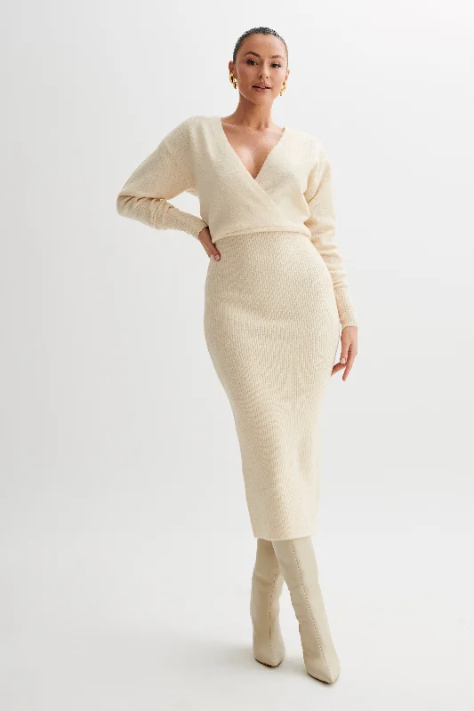 Shannon Knit Maxi Dress - Cream Marle