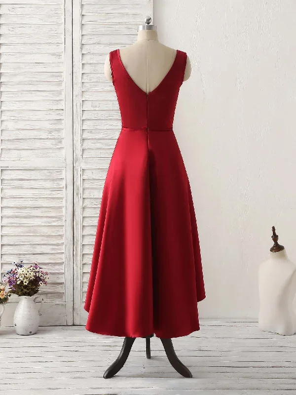 simple-v-neck-high-low-prom-dress-burgundy-evening-dress