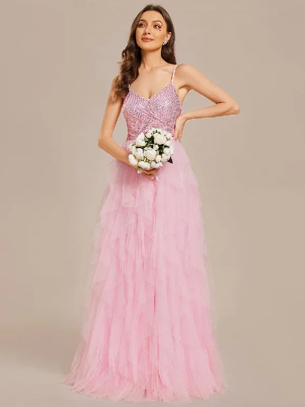 sparkling-v-neck-spaghetti-straps-tiered-tulle-wedding-dress-eh02019