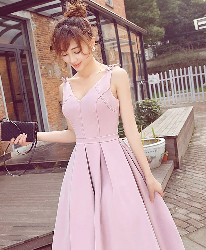 stylish-pink-v-neck-short-prom-dress-cheap-evening-dress