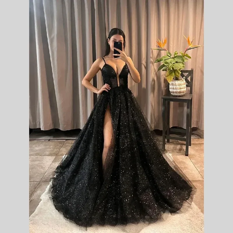 sweetheart-black-prom-dresses-straps-appliques-glitter-party-evening-gowns-split-formal-red-carpet-long-special-occasion-dress