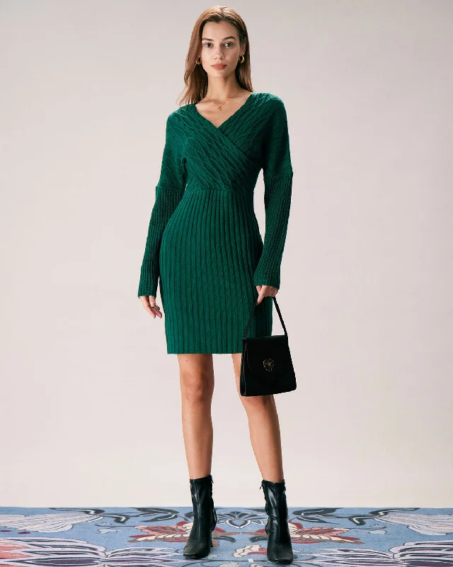 the-green-v-neck-wrap-sweater-mini-dress