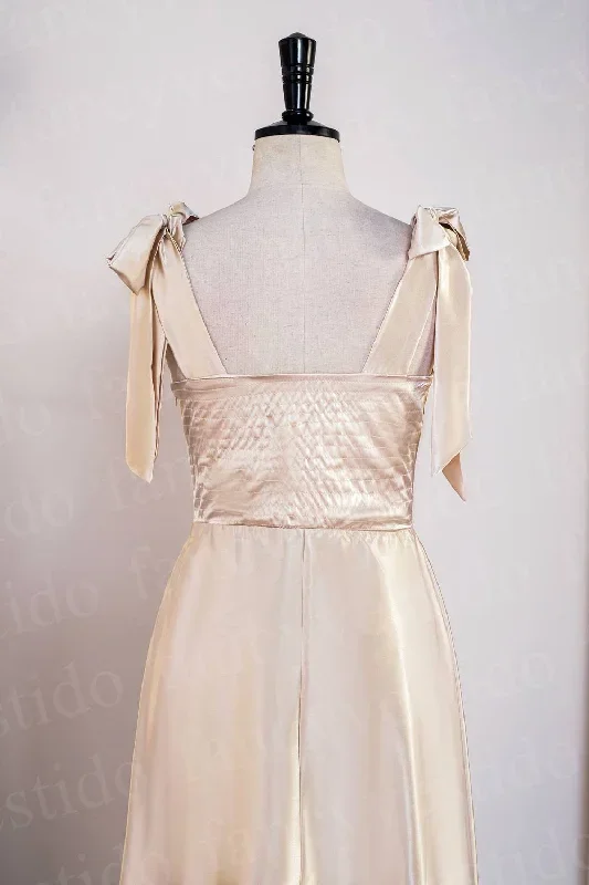 tie-shoulder-champagne-slit-midi-bridesmaid-dress