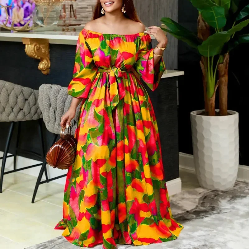 vonda-bohemian-maxi-robe-women-printed-party-dress-2023-sexy-off-shoulder-long-lantern-sleeve-sundress-belted-vintage-vestidos