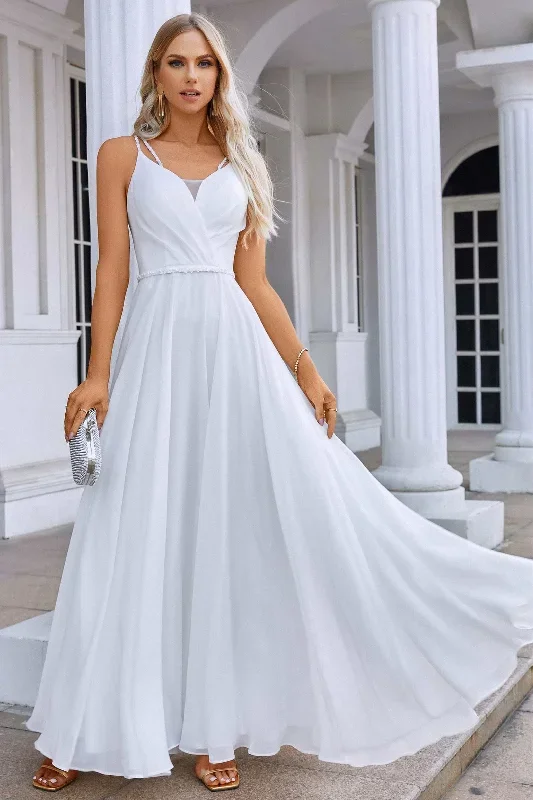 white-chiffon-surplice-neck-a-line-long-dress-with-spaghetti-straps