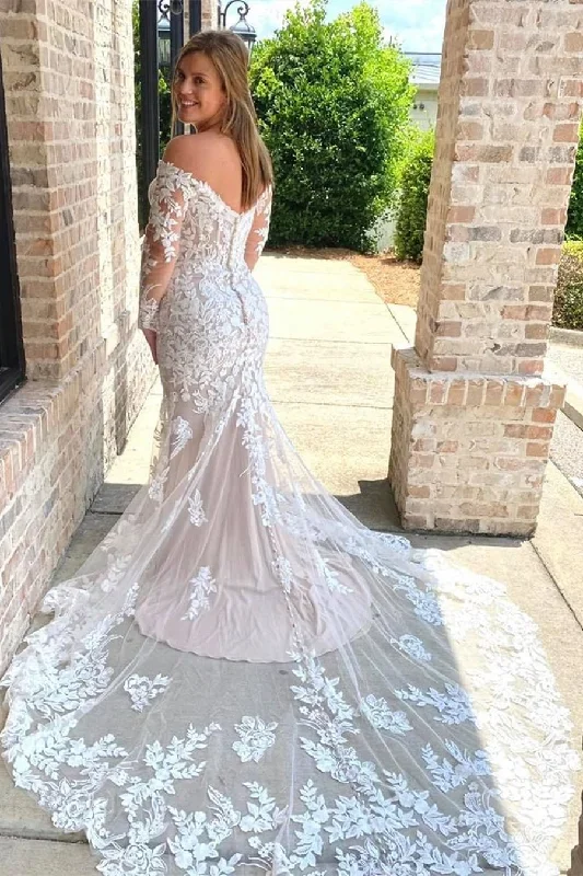 white-lace-off-the-shoulder-long-sleeve-mermaid-wedding-dress