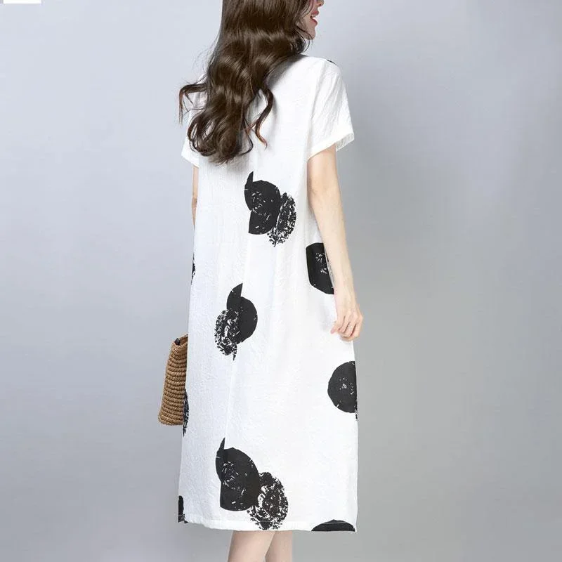 women-midi-length-cotton-dress-trendy-plus-size-casual-short-sleeve-round-neck-printed-white-dress